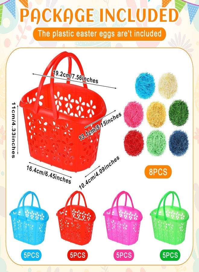 Maxcheck 20 Pcs Plastic Easter Baskets bulk Mini Easter Baskets Bag with Handles 160g Easter Grass Stuffers for Easter Egg Hunt Party Favor - Image 2
